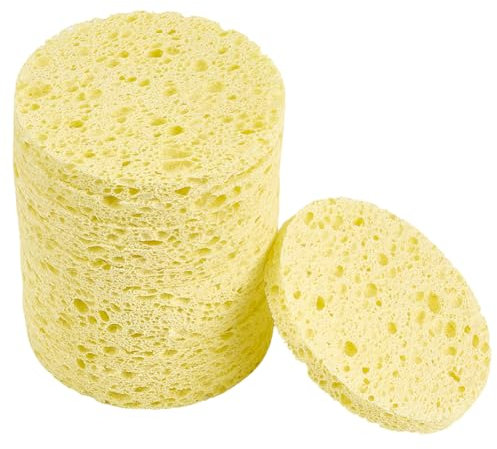 GORGECRAFT 12pz Spugne Struccanti Riutilizzabili Spugne per La Pulizia del Viso Spugne per Il Trucco Spugne Piatte Rotonde per Il Lavaggio del Viso Spugne Gialle per Il Trucco La Pulizia Quotidiana