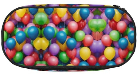 JIPOFD Estuche grande con globos de colores azul cielo, contenedor de alta capacidad, organizador de bolígrafos, para mujeres y hombres, Negro , Talla única, Art Deco