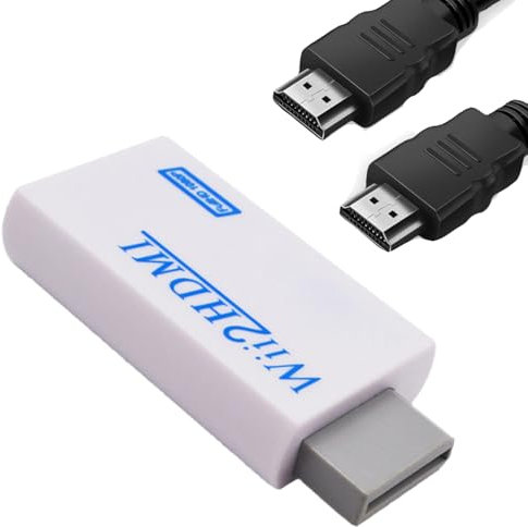 FENGRUI 1 adaptador Wii a HDMI con cable de 1 m, convertidor para juegos retro, adaptador Wii a HDMI 1080p/720p, salida de vídeo con conector de audio de 3,5 mm, compatible con todos los modos de