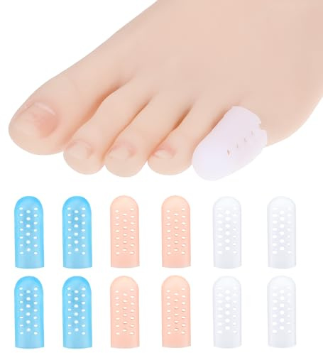 12 protectores de dedos de silicona, corrección de dedos en martillo con orificios de aire, solución cómoda contra ampollas, fricción y dolor, perfecto para tacones altos y deportes