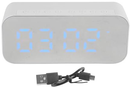 ANCHE SPEATTORE Bluetooth, altoparlante Bluetooth Stereo audio portatile Bluetooth Speaker con orologio per esterno e bianco