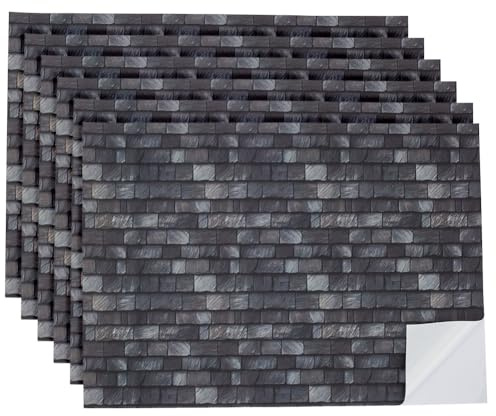 arricraft 6 hojas autoadhesivas para tejado, papel tapiz en miniatura para casa de muñecas para decoración de techos y suelos, papel tapiz de ladrillo gris para despegar y pegar para casas de muñecas