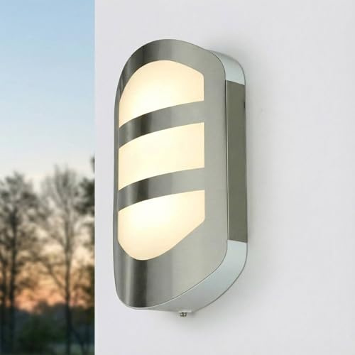 LED Außenwandlampe Edelstahl H: 28 cm blendarm IP44 3000 K warmweißes Licht 600 lm Modern Wandlampe außen Balkon Haustür Wandleuchte Outdoor
