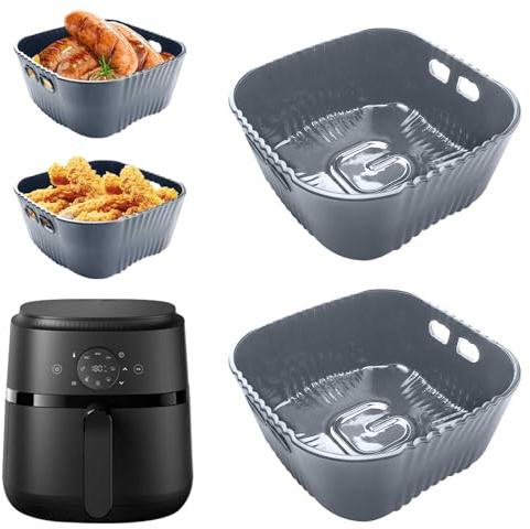 20CM Molde Silicona Freidora de Aire para Aigostar 4L, Philips 2000-Serie 4,2L (NA229/00), Russell Hobbs 4l, 2 piezas Accesorios Freidora de Aire sin Aceite, Reutilizable Moldes Silicona Air Fryer