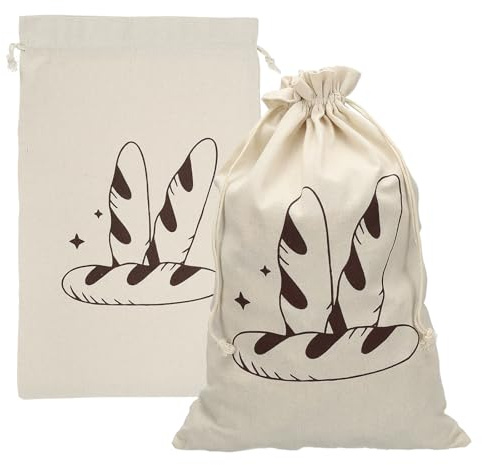 uxcell Paquete de 2 bolsas de pan reutilizables, 17.7 x 11.8 pulgadas, almacenamiento de pan de lino para masa madre casera cera de abeja con cierre de cordón, pan marrón