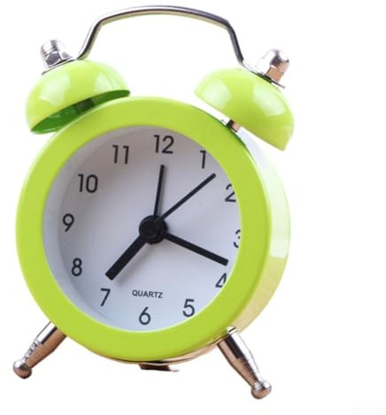 Besttoolifes Sveglia analogica al quarzo, design classico a doppia campana, corpo in metallo, funzionamento notturno silenzioso, orologio da comodino, bianco (verde)
