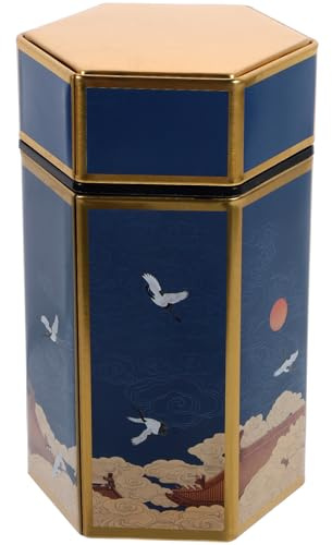 BIUDECO Boîte à Thé Hermétique Vintage en Tôle pour Biscuits et Vrac, Contenant 70-100G, Forme Classique Haute Couvercle en PP, Cuisine