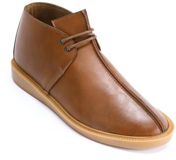 Allthemen Mens Leather Lace Up Chukka Boot Bulge Retro Desert Boots Fashion Solid Color Ankle Boots Brown 10 UK