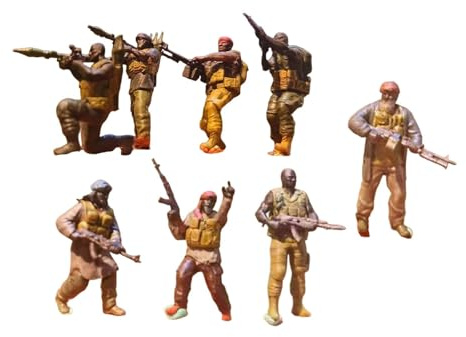 Qectial 8x 1:64 Mini Figurensets mit Soldaten Aus Dem Nahen Osten – Themenspielzeug für Enthusiasten, Männer Und Kinder Zum Geburtstag