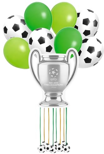 OH YEAH - Piñata de Cumpleaños Copa Fútbol 42 x 50 cm + Set Globos Fútbol 30cm - Decoración Fiestas Infantiles - Piñatas Grandes para Rellenar con Juguetes y chuches - FÁCIL DE RELLENAR