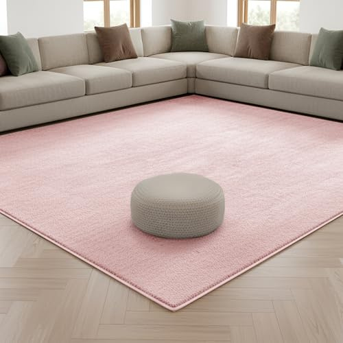INSPIRE HOMEWARE Relax Rugs Living Room, 100% Polyester, Non Slip Backing, Fluffy Soft 600GSM Thick Low Pile, Large Bedside Carpet For Bedroom, Kids Nursery Room, Non Shedding, Pink, 120x170 cm