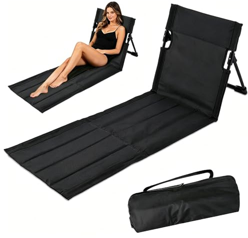 RNPKZ Tapis de plage avec dossier, chaise de plage extra longue avec dossier, coussin de chaise pliante, chaise de plage portable, chaise de sol pliable, coussin tribunal pliable pour plage, pêche