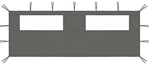 sephironlbb Pavillon-Seitenwand mit Fenstern 6x2 m Anthrazit, robustes 100% Polyester Material, inklusive transparentem PVC-Fenster, ideal für Partyzelt, Outdoor Garten, Terrasse