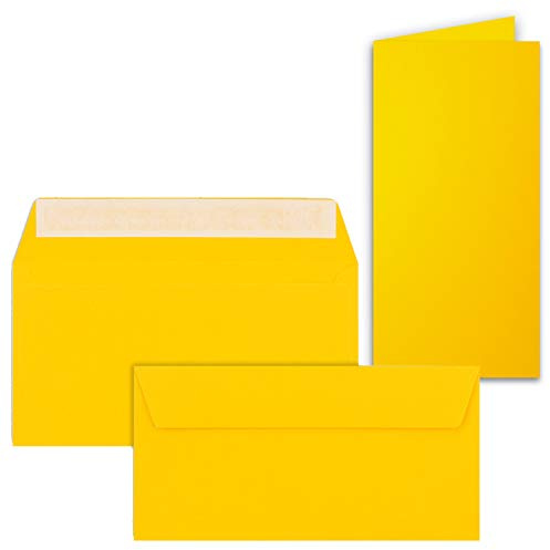 25x Faltkarten SET mit Brief-Umschlägen Honig-Gelb (Gelb) - DIN Lang - 21 x 10,5 cm - Premium Qualität - FarbenFroh® von GUSTAV NEUSER®