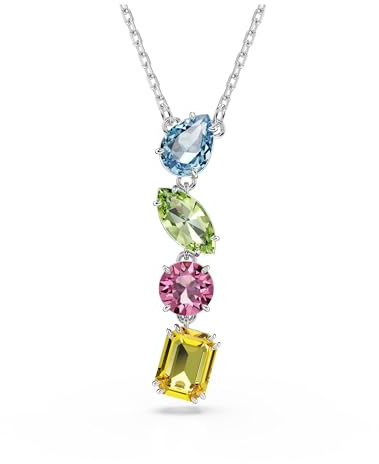 Swarovski Pendente a Y Gema, Taglio misto, Multicolore, Placcato rodio