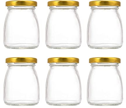 Danmu Art 6Pcs 100ml Yogurt Pudding Glass Jars with Gold Lids Mini Empty Glass Jars Small Glass Bottles