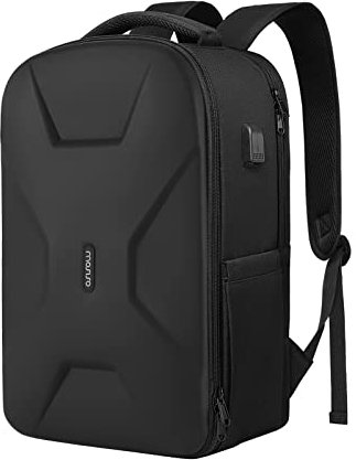 MOSISO Laptop Backpack with USB Charging Port for Women Men, 15.6 inch Laptop Rucksack Bag Waterproof Hardshell Travel Business Computer Bag, Anti-Theft Daypack with Luggage Strap, Black