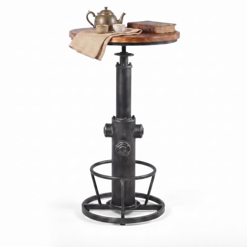 Bokkolik Industrieller Bistro-Bartisch 98–112,8 cm höhenverstellbarer Bauernhaus-Pub-Tisch für Küche, Esszimmer, Büro, drehbarer Holztisch