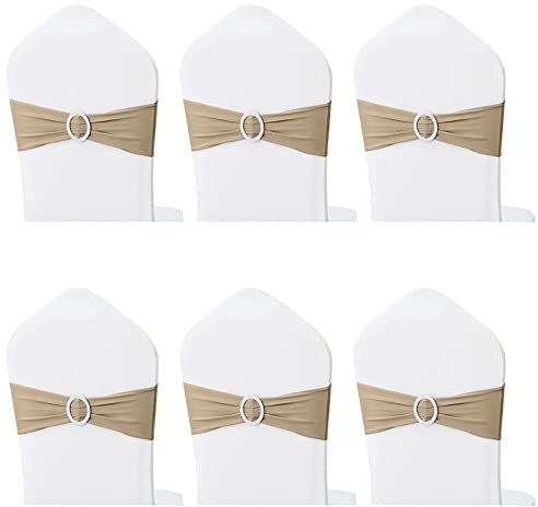 Forlush 6 Pezzi Fiocchi per Sedia Elastici, Fascia Coprisedia, Spandex Chair Covers, per Evento, Decorazione del Partito (Champagne)