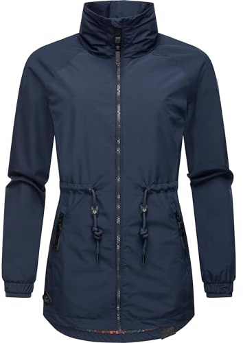 Ragwear leichte Damen Übergangsjacke kurz Outdoorjacke wasserdicht und atmungsaktiv mit Taillenzugband und Stehkragen Tacy YOUMODO Navy Gr. XL