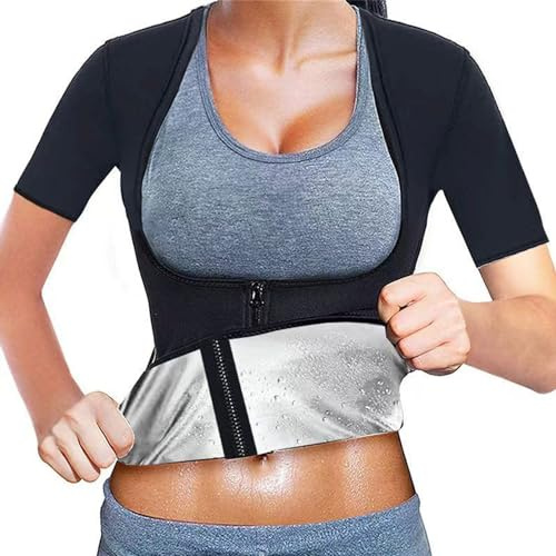Weyot Canotta Dimagrante Donna, Maglietta Sauna Sudorazione Snellente Body Shaper Tuta Sauna Dimagrante Donna Corsetto Per Sudare Corsa Fitness Palestra Yoga,S/M,Silver