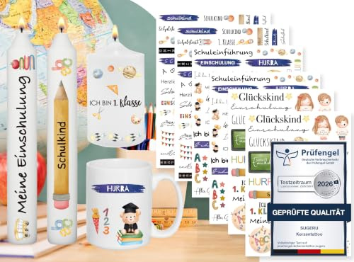 Sugeru 6 PCS Kerzentattoo (200+ Muster),Wassertransferdruck |wasserschiebefolie kerzen | Kerzenfolie | kerzenaufkleber sticker | Kerzen dekorieren (Schulkind)