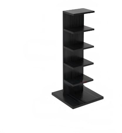Bücherturm mit Rücken, unsichtbares Bücherregal mit 5/6/7 Ebenen, stehender Bücherturm mit Rücken, kreative Eckaufbewahrung, mit verdicktem Bücherregalboden für Wohnzimmer, Schlafzimmer, Büro(Black,Sm