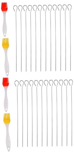 Juego de palitos for asar, barbacoa, brochetas con 2 juegos de agujas for barbacoa, herramientas for asar a la parrilla, brochetas de acero inoxidable for asar a la parrilla, 20 unidades x 2