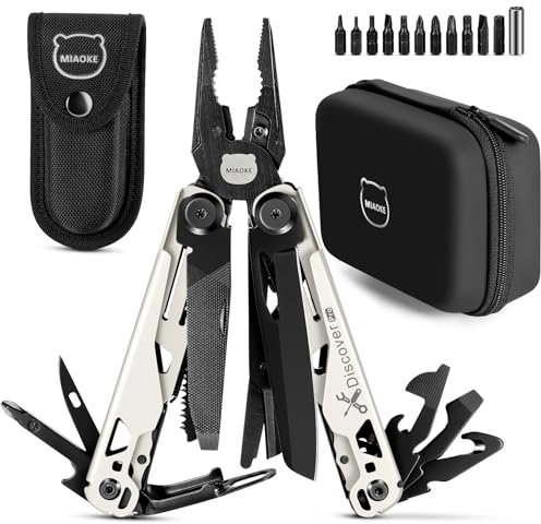 MIAOKE Multiherramienta 23 en 1 con caja de regalo, destornilladores, destornilladores de sierra, alicates abrebotellas, cuchillo de camping, accesorios geniales para hombres