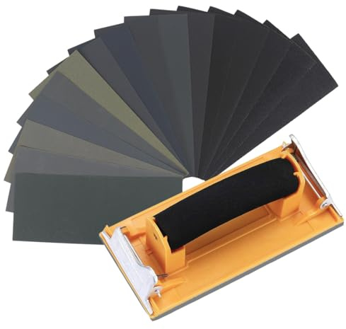 AUMAYCO 48 Pcs Wet and Dry Sandpaper with Sanding Block, 120 to 7000 Grits Sanding Paper, Sand Paper Pack for Wood, Wall, Furniture Finishing, Metal Sanding, Automotive Polishing