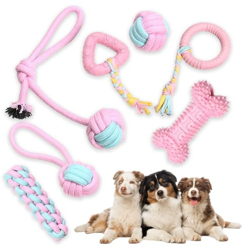 Vlecexs 7 Pezzi Cane Giocattoli Da Masticare Kit Di Corde Cucciolo Medio Cane Grande Resistente Allo Strappo Pulizia Dei Denti Giocattoli Antidistruttivi Allenamento Interattivo