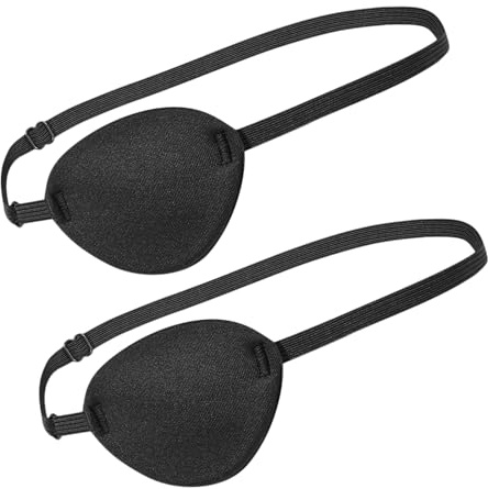 IWOWHERO 2 Stück Lazy Eye Patch Stereo Single Eye Mask aus Komfortschaum für Erwachsene und Verstellbare Piraten Augenklappe für Amblyopie Behandlung und Cosplay