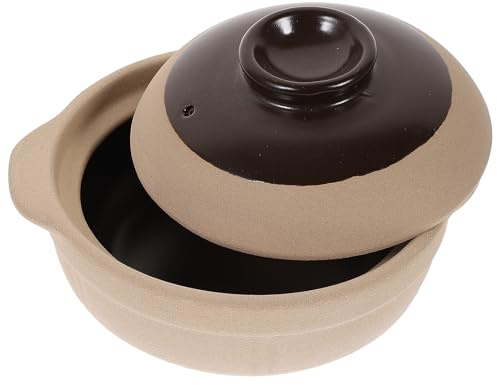 DECORNIJIA Pentola in Terracotta per Cucina Domestica Resistente Alte Temperature Casseruola in Argilla Naturale per Stufati e Zuppe Design Doppia Maniglia Ergonomica Facile da Pulire e