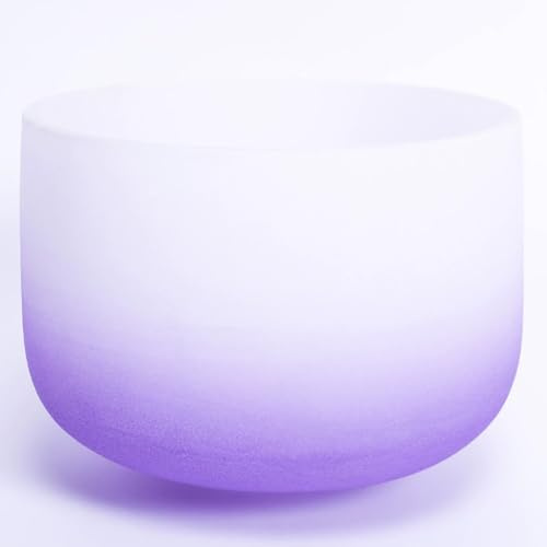 432Hz 8 tums färgad kvarts chakrakristall klangskål med klubba O-ring, for balans chakrafrigöringstryck(Violet,F note)