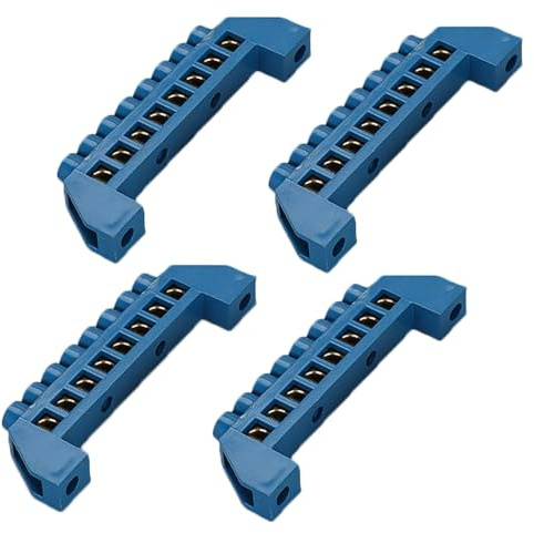 Anschlussklemmen & Kits 4er-Pack Neutralleiter-Sammelschiene mit Brücke, Vollkupfer-Verteilerkastenklemme, 4–12 Löcher, mit farbbeschichteten Schrauben(Blue 4-hole)