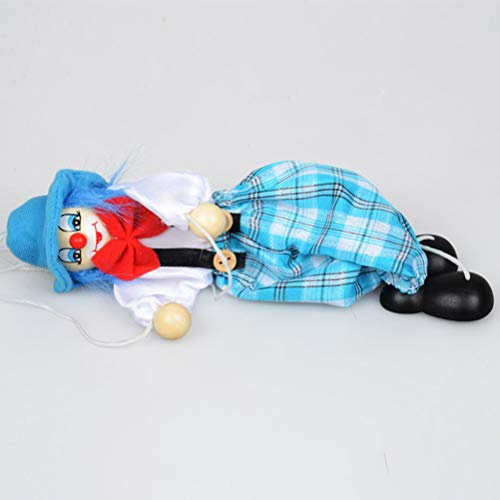 Vroomoto Färgglad Clown Marionett Marionett Dragsnöre Dockleksak för Barn Presenter (blå)