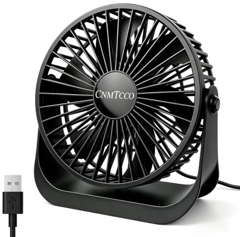 CNMTCCO Desk Cooling Fan, 7inch USB Powered Fan for Bedroom, 3 Speeds Quiet Portable Table Fan, 360° Rotatable Personal Mini Desk Accessories for Home Office Travel