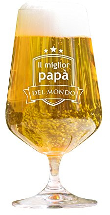 AMAVEL Bicchiere da Birra Pils Chiara con Incisione, Miglior papà, Calice a Tulipano in Vetro, Accessori Decorativi Cucina