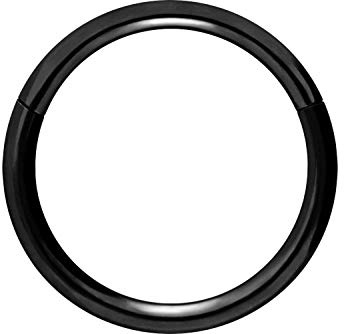 Piercingline - Piercing ad anello in acciaio chirurgico con chiusura a scatto, per setto nasale, helix, trago, colore e dimensioni a scelta, colore: Nero , cod. SLX280-SW-0,8-7