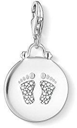 THOMAS SABO Damen Charm-Anhänger Coin Baby Fußabdruck Charm Club 925 Sterling Silber 1692-051-14