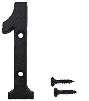 Numéro de maison en fer forgé de 7,6 cm, vis assorties incluses, numéro 1 noir