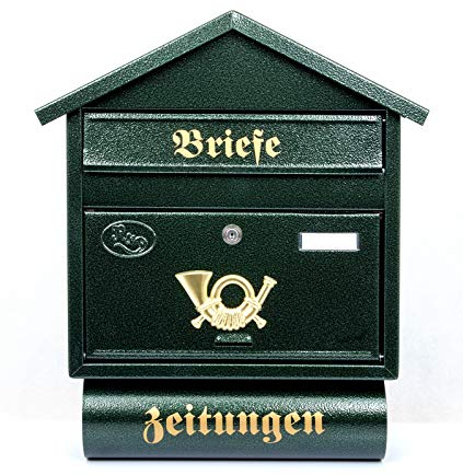 Pachurka & Dąże Großer Briefkästen XXL Zeitungsrolle Retro Design Antik Grün T3/T 0.8mm Stark