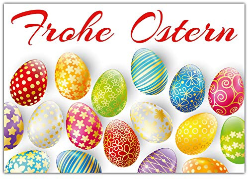 A4 XXL Osterkarte EDLE OSTEREIER mit Umschlag - moderne Premium Klappkarte für liebe Freunde Verwandte Kollegen - Frohe Ostern Karte von BREITENWERK