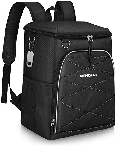 PENGDA 25L Kühlrucksack Kühltasche - 36 Dosen Groß Isoliertasche Wasserdichter Picknickrucksack für Camping Wandern Strand (Schwarz)
