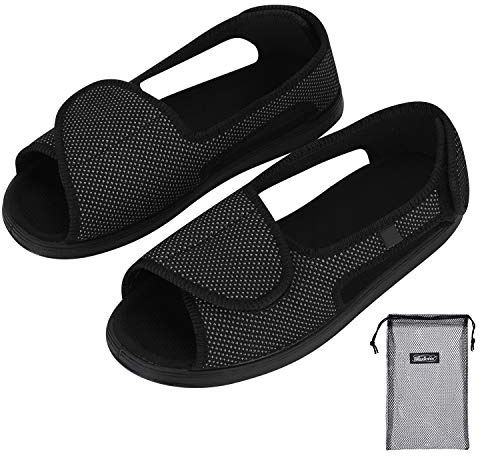 Sandali diabetici da Donna Pantofole Larghe per Piedi gonfi Scarpe per Anziani Pantofole con Punta Aperta Estiva Calzature Ortopediche Traspiranti Regolabili per artrite Scarpe da Interno Antiscivolo