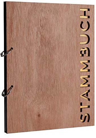 Hochzeitideal Stammbuch der Familie Familienstammbuch Holzcover inkl. Lasergravur (Serie Linea)
