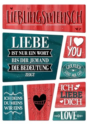 Liebes Kühlschrankmagnete 8er Set zum Thema Liebe Beziehung Glück Mann Frau Herz