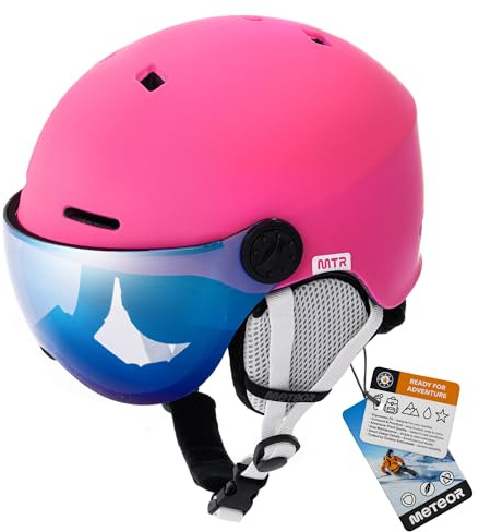 meteor skidhjälm barn snowboardhjälm herr skidhjälm för flickor pojkar skidhjälm dam. (L (58-61cm), FALVEN rosa)