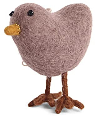 Gry & Sif Osterdeko zum Aufhängen oder Hinstellen, Osterküken, Osteranhänger, Ostern, Frühlingsdeko aus Filz, Fairtrade, Handmade | 1x Küken taupe