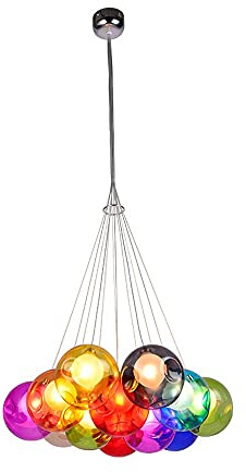 Lichtsse LED Kronleuchter Pendelleuchte Farbige Bubble Ball Lampe Hängelampe Glas Esszimmerlampe Für Mehrflammige Leuchten Buntglas Wohnzimmerlampe Modern Pendelleuchte Höhenverstellbare 120CM, 12Kopf